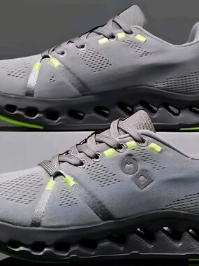DQ MD TREND Gray/Black/Neon Green Mesh Rubber Low Top Men Athletic Sneaker